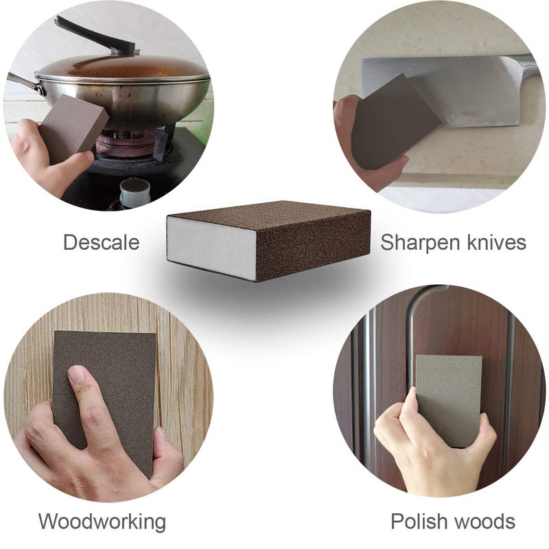 SACKORANGE 8 PCS Sanding Sponge Assortment, 2 PCS Each of 120 220 320 400 Grit -Coarse Medium Fine Hand Sanding Block Sandpaper Sponge for Metal Wood-Working Home Cleaning Drywall - Image 4